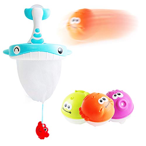 ToyerBee Bath Toy, Basketball Hoop Bathtub Toy with 3 Ocean Animal Balls& Powerful