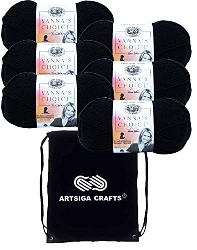 Image of Lion Brand Yarn Vanna'S Choice 860-153 Black | 6 Skeins, Same Dye Lot, Project Bag, CYC #4 Worsted, 100% Acrylic, Ideal for Crochet, Knitting Blankets, Hats, Scarves