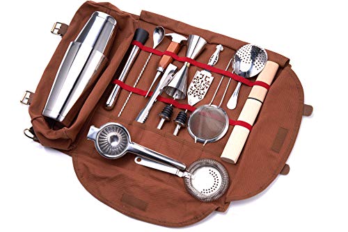 Meitian Cocktail Shaker Set Bartender Kit Bag ，14-Piece Bar Tool Set for...