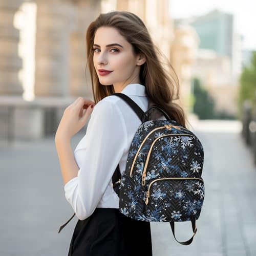 Image of ALAZA Blue Snowflakes Winter Mini Backpack Purse for Women Travel Bag Fashion Daypack Back Pack Shoulder Bag