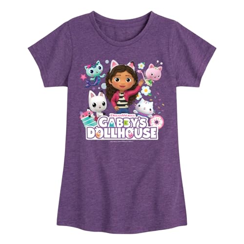 Gabby's Dollhouse - Group - Toddler and Youth Girls Fitted Short Sleeve Graphic T-Shirt