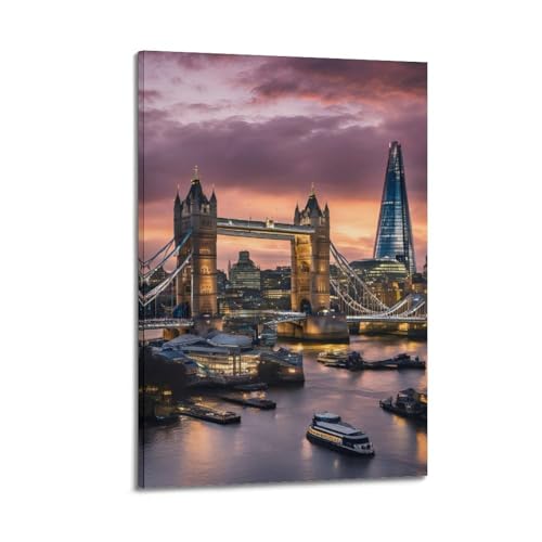 Poster rétro Tower Bridge Londres - Tableau sur toile décoration murale chambre