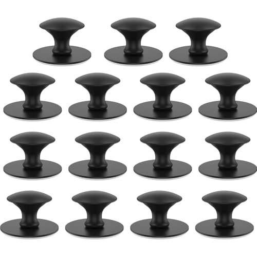 WhSunVo 15Pcs Drawer Knob Set Stainless Steel Cabinet Handles Self Adhesive Dresser Knobs Easy Installation Kitchen Drawer Pull Handle Hardware Furniture Knob for Wardrobe Drawer Dresser(black)
