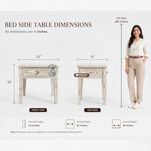 Image of Sheesham Wood Allure Bedside Table for Bedroom & Living Room | Solid Wood Nightstand with Storage Drawer and Open Shelf | Modern End Table
