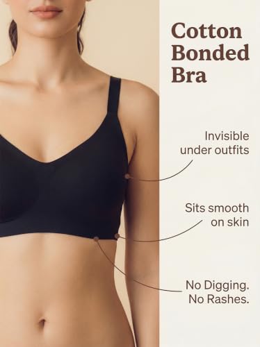 Image of Tweens Cotton Padded Bonded Bra for Women | Full Coverage Wire-Free Bra | Seamless No-Dig Comfort | Breathable Cotton | Elastic-Free Bottom Band & Side Wings | Pack of 1|