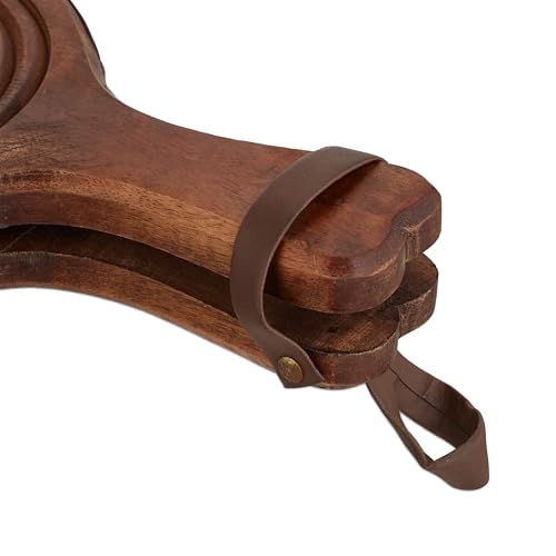 Relaxdays Blasebalg, Holz, Luftgebläse für Grill & Kamin, Länge: 47 cm, rustikales Design, Handblasebalg, braun/gold
