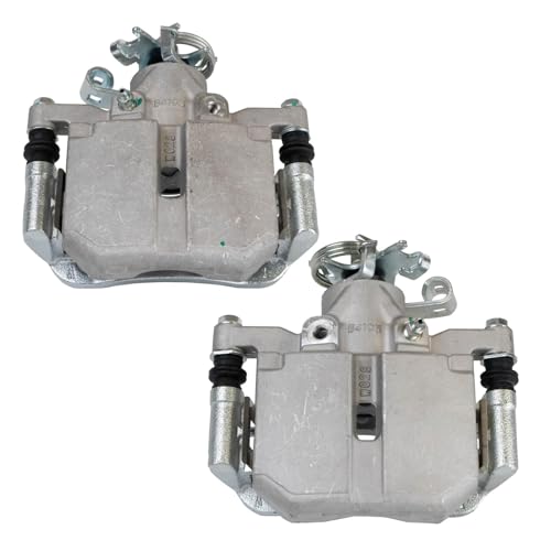 Image of TRQ Rear Brake Caliper Set Zinc Coated Brackets Hardware Compatible with 2006-2011 Buick Lucerne 2006-2011 Cadillac DTS