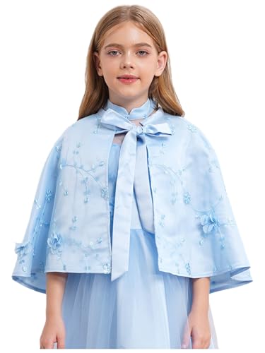 Sywiyi Girls Elegant Bolero Shrug Shawl Wraps Princess Cape Flower Dress Cover Up Dressy Coat Jacket Cardigan