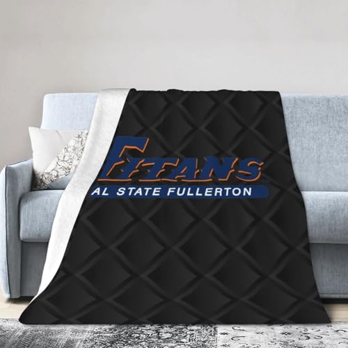XRPUONG Cal State Fullerton Titans Fleece Blanket Very Soft Microfiber Flannel Blanket for Couch Warm and Cozy for All Seasons