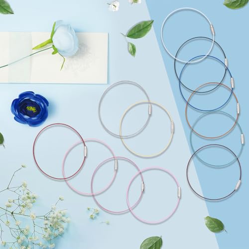 Image of SUNNYCLUE Stainless Steel Loops Wire Keychain Cable Large Key Rings Key Chain for Luggage Tags Key Tags Keyrings Kitchen