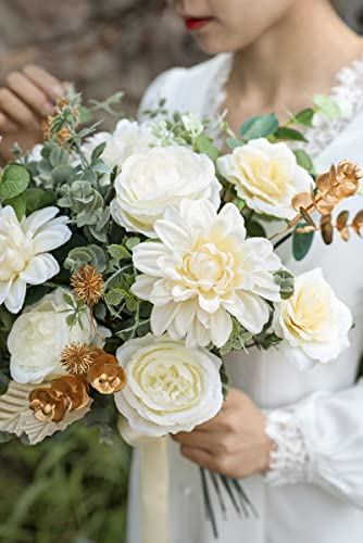 Yyhuawu Artificial Flowers Combo Box Set Gradient Color Flower Leaf With Stems For Diy Wedding Bouquets Centerpieces Baby Shower Party Home Decorations Ivory #TOP5