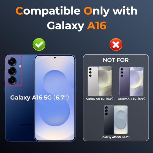 HakkTaoo Case for Samsung Galaxy A16 5G with Slide Camera Cover+Screen Protector(2 Packs), Military Grade Shockproof Protective Cover, Rotated Ring Kickstand(B - Silver) by HakkTaoo - Used condition - Image 2