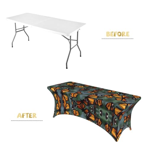 Nappe en élasthanne imprimé papillon monarque pour buffet chic