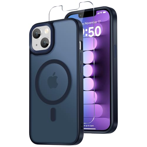 for iPhone 14 Case, iPhone 13 Case, with 1 Screen Protector, Compatible with MagSafe, Magnetic Matte...
