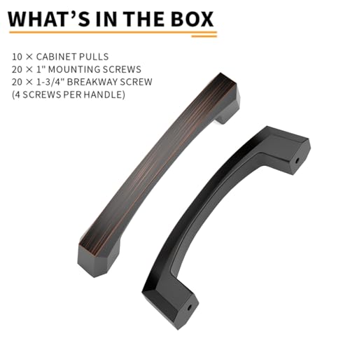 Image of 10 Pack Oil Rubbed Bronze Cabinet Pulls 3 Inch Cabinet Handles Kitchen Cabinet Hardware Kitchen Handles for Cabinets Bronze Dresser Pulls Drawer Handle