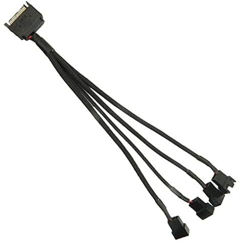 FBHDZVV SATA Power Splitter Y Cable 15 Pin Male SATA to 4 Sleeved 3 Pin/4 Pin PMW 12V PC Case Fan Power Supply SATA Connector Cable for Computer Cooler Cooling Fan Extension Adapter Cable - 1 to 4 Cover