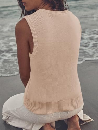 Image of Saodimallsu Women's Ribbed Knit Sweater Vest | Fashion U Neck,Pullover, Boho,Casual Knit,Beach Vacation Outfits
