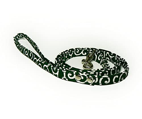 犬用 リード リーシュ Zenpets 和柄 日本製 からくさ 25mm幅 中型犬 大型犬 唐草 XL-緑色