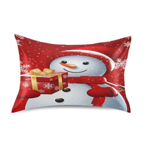 Zhirexin Christmas Snowman Satin Pillowcase Queen 20×30