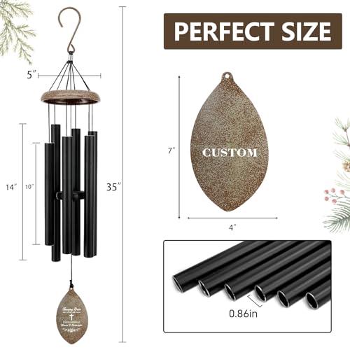 Image of ASTARIN Personalized Name 35 inch Memorial Wind Chimes, Metal Sympathy Gifts for Loss of Mother Father Loved One, Bereavement Wind Chime in Memory Gift, Decor Outdoor Garden Patio, Produced in Texas