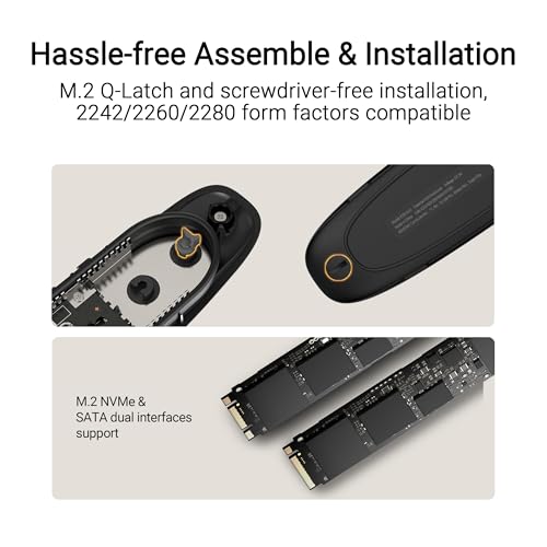 Image of ASUS Cobble M.2 SSD Enclosure, Tool-Free USB-C 10Gbps External NVMe /SATA Case, Aluminum Cooling, IP55 Water & Dust Resistant, Supports M.2 2230-2280, for PS5, MacBook & Windows, Black, 1 year warranty
