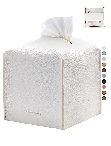 PENGLONG Taschentuchbox PU-Leder Weiß (1 Pack)
