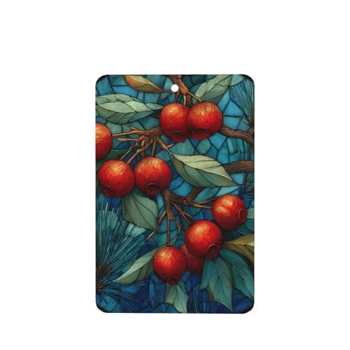 Ambientadores de coche con diseño de bayas rojas de acebo, pino blanco, 4 unidades, tarjetas perfumadas colgantes, tarjetas perfumadas para coche, tabletas de aromaterapia