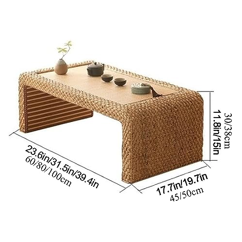 Table basse en rotin et osier, meuble de salon rustique texture jonc de mer - 4