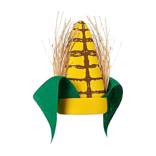 Sombrero de mazorca de maíz de peluche - Hojas verdes y cáscaras marrones | Sombrero de comida divertido de 11 pulgadas | cosplay novedad | Ideal para disfraces de fiesta temáticos de alimentos y