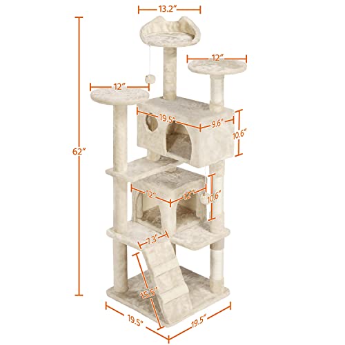 image for Yaheetech 62in Cat Tree Cat Tower for Indoor Cats, Cat Furniture w/Dou