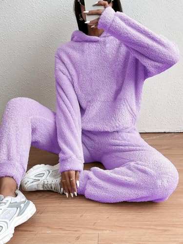 Image of THE DRY STATE Women's Basic Fit Teddy Fur Hoodie with Kangaroo Pocket