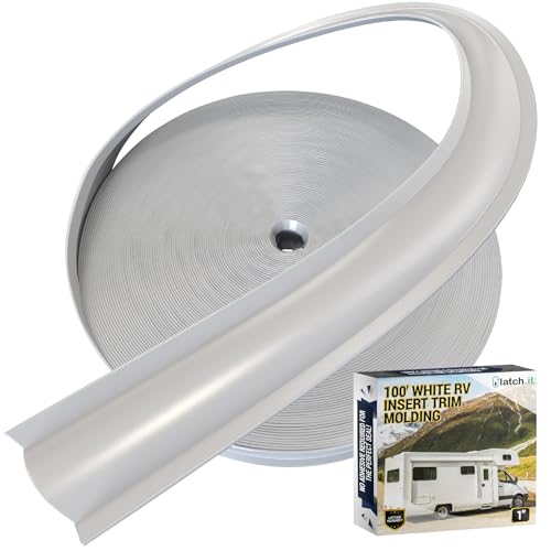 LATCH.IT 1-inch RV Trim Molding Insert White | 100-Foot RV Weather Stripping Exterior | Camper Trim Molding Exterior | UV-Resistant & Flexible RV Weather Stripping Exterior DIYers!