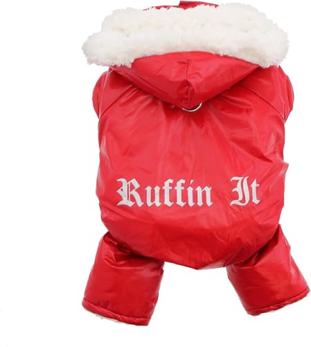 DOGGIE DESIGN Red Ruffin It Dog Snow Suit Harness (Small/Medium)