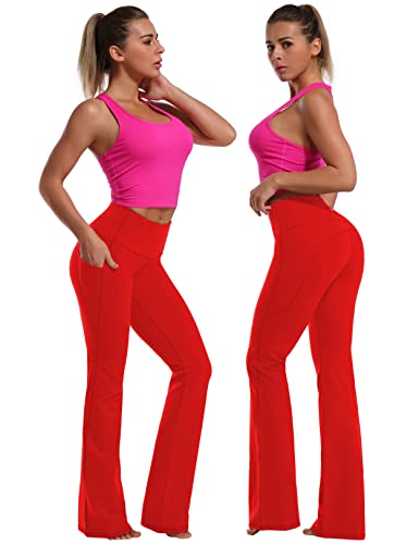Image of BUBBLELIME 29 inch /31 inch /33 inch /35 inch /37 inch Women High Waist Bootlegs Yoga Pants Tummy Control Bootcut Workout Flared Out Pockets