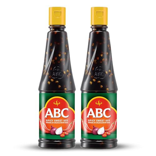 ABC Spicy Sweet Soy Sauce, 9.2 Oz (Pack of 2), Savory Sauce, Dip, Stir-fry, Glaze, Vegan, No MSG, Plant-based, Halal, Umami Flavor, Indonesian Kecap Manis with Chili Peppers & Shallots