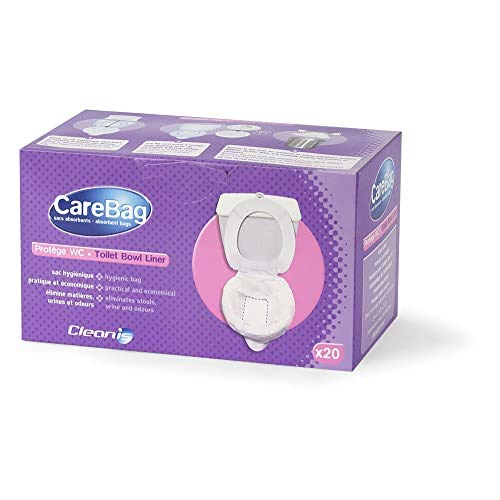 Carebag Toilet Bowl & Bedside Commode Liners with Super Absorbent Pad, 20 Liners