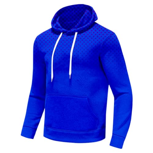 Fashion Long Sleeve Hooded Sweatshirt For Men Oversized Drawstring Traveling Hoodie Dot Pattern Print Wander Pullover3