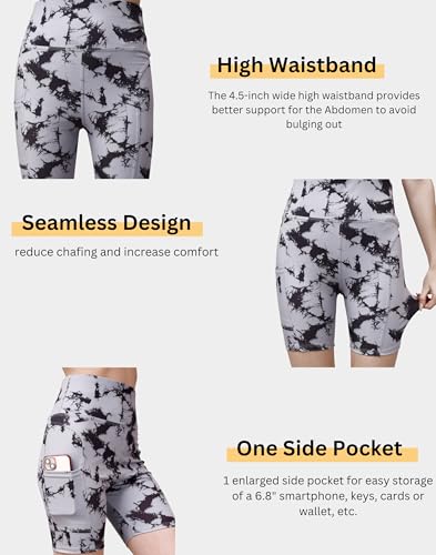 Image of Women's Polyester Stretchable Gym Shorts with Side Pockets High Waist Slim Fit Above Knee Length Activewear Tights Gym Fitness Cycling Running Yoga Shorts for Women