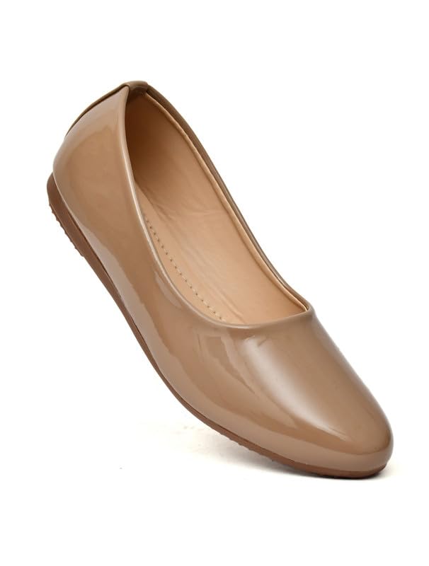 Image of MISS London Women's Bellies | Patent Leather Flats for Casual & Office Wear | Stylish & Comfortable | TPC Sole