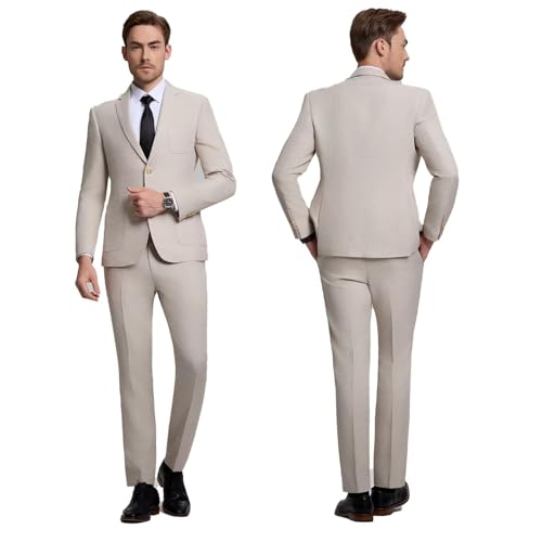 Mens Suit 3 Piece Slim Fit Suit for Men Two Button Prom Tuxedo Suits Lightweigt Solid Jacket Pants,Mens Tuxedo Suits2