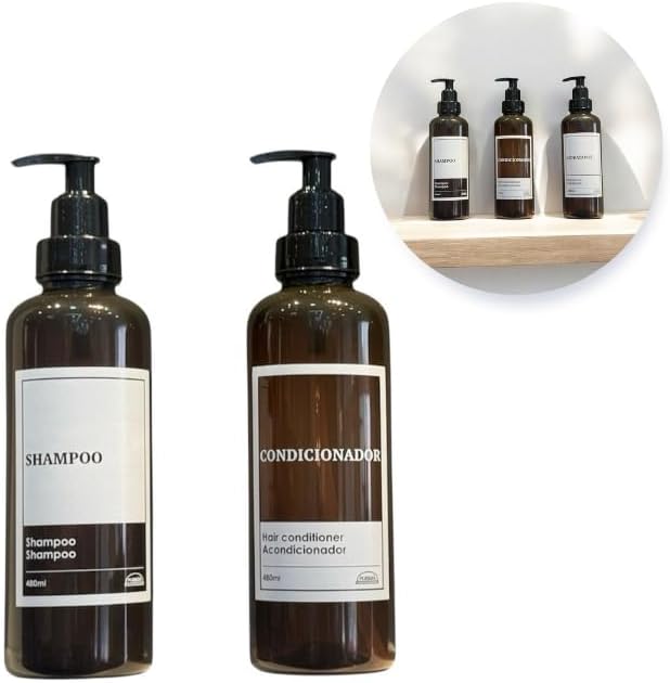 2 ou 3 Frascos Shampoo Condicionador Hidratante Pump Banho (2)