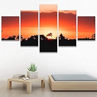 SIGNWIN 5 Panel Canvas Wall Art Setting in The Trees for Home Decorations Ready to Hang - 60
