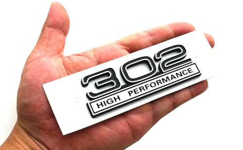 Image of 2pcs 302 Engine 5.0 Liter High Performance Emblms Badge 3D Decals Stickers Cars Trucks (Chrome Black)