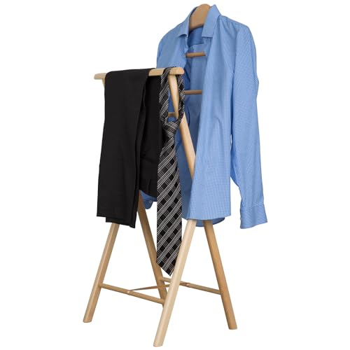 KEHO Herrendiener aus Massivholz in 3 Farben – fertig montierter Kleiderbutler & Stummer Diener – stabiler Stiller Diener für Schlafzimmer, Ankleide & Garderobe & Bad I Kleiderablage (Weiß)