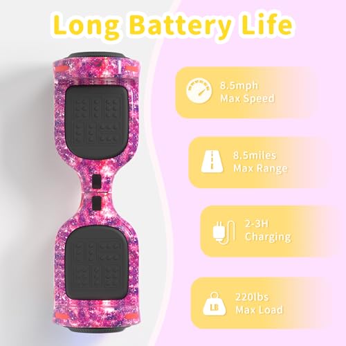 Image of SIMATE 6.5 inch Bluetooth Scooter, LED Lights & APP & Music Speaker, Long Battery Life, Gifts for Kids & Adults & Girls & Boys, for All Ages