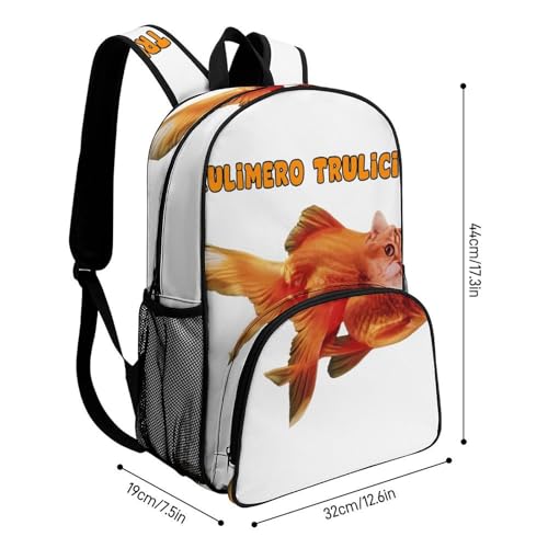 Trulimero Trulicina Merch Large Travel Backpack Italian-Brainrot Meme Waterproof Lightweight Daypack White 44x32x19cm2