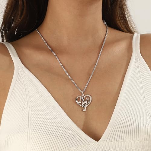 beautlace Women's Musical Note Necklace Silver/18K Gold Black Gun Plated Treble Clef Music Note Jewelry Gifts for Music Lover4
