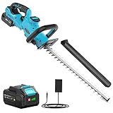 LEEIKOO Cordless Hedge Trimmer, 4000mAh Battery Electric Hedge Cutter with 51cm Blade, 180° Adjustable Bush Trimmer, 16 mm Tooth Spacing, Blade Cover for Hedges Branches Shrubs Twig