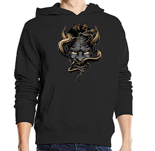 Sweat à capuche Kanji japonais et démon Snake Hannya noir pour amateur d'art asiatique