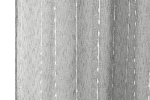 Rideau brodé gris polyester 140x260 pour une ambiance cosy - 5